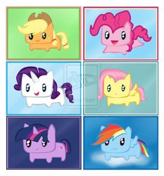 Size: 900x964 | Tagged: safe, artist:burdmcleod, derpibooru import, applejack, fluttershy, pinkie pie, rainbow dash, rarity, twilight sparkle, earth pony, pegasus, pony, unicorn, chibi, mane six