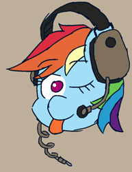 Size: 608x786 | Tagged: safe, artist:threetwotwo32232, derpibooru import, rainbow dash, pegasus, pony, 30 minute art challenge, cute, dashabetes, female, headphones, looking at you, mare, solo, tongue out