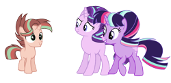 Size: 1680x816 | Tagged: safe, artist:thesmall-artist, starlight glimmer, oc, oc:magic galaxy, oc:magic shine, pony, unicorn, colt, magical lesbian spawn, male, offspring, parent:starlight glimmer, parent:sunburst, parent:twilight sparkle, parents:starburst, parents:twistarlight, simple background, transparent background