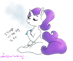 Size: 623x520 | Tagged: safe, artist:bunnycat, rarity, anthro, unguligrade anthro, 30 minute art challenge, alternate hairstyle, cigarette, electronic cigarette, sassy, smoking, solo, vape, vaping, vapor