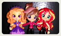 Size: 2445x1454 | Tagged: safe, artist:artking3000, adagio dazzle, sunset shimmer, oc, oc:cupcake slash, equestria girls, cupcake, custom, doll, equestria girls minis, food, irl, merchandise, photo, toy