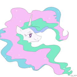 Size: 500x500 | Tagged: safe, artist:hajuya, princess celestia, alicorn, pony, bust, portrait, simple background, smiling, solo, white background