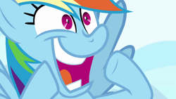 Size: 1920x1080 | Tagged: safe, derpibooru import, screencap, rainbow dash, pegasus, pony, grannies gone wild, faic, irrational exuberance, rainbow dash is best facemaker, smiling, solo