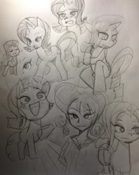 Size: 599x755 | Tagged: safe, artist:itimu_, rarity, pony, unicorn, monochrome, pixiv, sketch, solo, traditional art