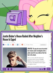 Size: 404x553 | Tagged: safe, fluttershy, pegasus, pony, exploitable meme, justin bieber, meme, obligatory pony, tv meme