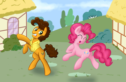 Size: 2000x1300 | Tagged: safe, artist:lomeo, cheese sandwich, pinkie pie, earth pony, pony, cheesepie, female, male, shipping, straight