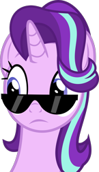 Size: 2611x4500 | Tagged: safe, artist:slb94, starlight glimmer, pony, unicorn, bust, frown, simple background, sunglasses, transparent background, vector