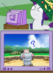 Size: 387x527 | Tagged: safe, rarity, pony, unicorn, christmas tree, exploitable meme, mega evolution, mega slowbro, meme, obligatory pony, pokémon, slowbro, tv meme