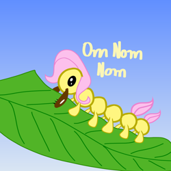 Size: 1000x1000 | Tagged: safe, artist:ambrosebuttercrust, fluttershy, caterpillar, solo, species swap