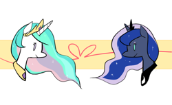 Size: 800x490 | Tagged: safe, artist:shunji, princess celestia, princess luna, alicorn, pony, crown, female, horn, jewelry, mare, pixiv, regalia, siblings, sisters