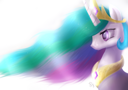 Size: 2563x1800 | Tagged: safe, artist:cottoncole, princess celestia, alicorn, pony, female, horn, mane, mare, multicolored mane, solo, white coat