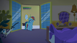 Size: 1920x1080 | Tagged: safe, derpibooru import, screencap, rainbow dash, cat, pegasus, pony, grannies gone wild