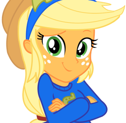 Size: 691x675 | Tagged: safe, artist:iamaquamarine, applejack, equestria girls, simple background, solo