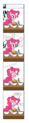 Size: 840x3488 | Tagged: safe, artist:dekomaru, pinkie pie, oc, earth pony, pony, canon x oc, dazzle, ice cream, pregnant, tumblr, tumblr:ask twixie, water breaking