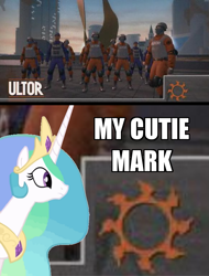 Size: 581x766 | Tagged: safe, princess celestia, alicorn, pony, cutie mark, meme, saints row, ultor