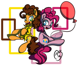 Size: 2382x2035 | Tagged: safe, artist:applemarshmallows, cheese sandwich, pinkie pie, earth pony, pony, balloon, cheesepie, female, male, shipping, straight