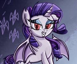 Size: 600x500 | Tagged: safe, artist:daniel-sg, rarity, alicorn, bat pony, bat pony alicorn, pony, alicornified, female, gradient background, mare, race swap, raribat, raricorn, solo