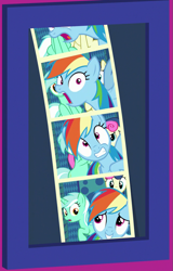 Size: 645x1006 | Tagged: safe, derpibooru import, screencap, bon bon, lyra heartstrings, rainbow dash, sweetie drops, pegasus, pony, grannies gone wild, cropped, photobomb