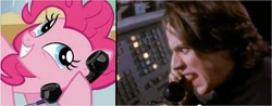 Size: 1378x539 | Tagged: safe, pinkie pie, earth pony, pony, 2011, apollo 18, exploitable meme, john linnell, meme, music video, phone, phone meme, the statue got me high, they might be giants, yelling