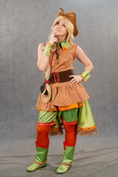 Size: 683x1024 | Tagged: safe, artist:asterateya, applejack, human, clothes, cosplay, dress, gala dress, irl, irl human, photo, solo