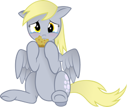 Size: 1906x1605 | Tagged: safe, artist:kurokaji11, derpy hooves, pegasus, pony, crying, female, mare, muffin, solo