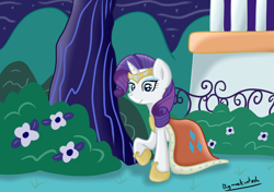 Size: 2480x1748 | Tagged: safe, artist:bigmackintosh, rarity, pony, unicorn, canterlot, clothes, dress, print, solo