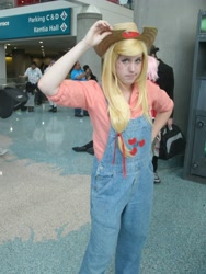 Size: 3000x4000 | Tagged: safe, artist:rappydemon, artist:unkcos1, applejack, human, anime expo, cosplay, irl, irl human, overalls, photo, solo