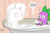 Size: 1800x1200 | Tagged: safe, artist:halflingpony, rarity, spike, dragon, pony, unicorn, bath, bubble bath, female, m'lady, male, shipping, sparity, straight, tea