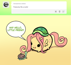 Size: 516x470 | Tagged: safe, artist:pekou, fluttershy, pegasus, pony, turtle, ask my little chubbies, chubbie, solo, tumblr