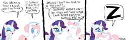 Size: 800x258 | Tagged: safe, artist:foudubulbe, nurse redheart, rarity, pony, unicorn, comic, sleeping, smiling, truth, z