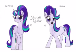 Size: 3494x2409 | Tagged: safe, artist:killerteddybear94, starlight glimmer, unicorn, female, mare, open mouth, raised hoof, smiling, traditional art