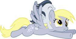 Size: 1909x975 | Tagged: safe, artist:shutterflyeqd, derpy hooves, rumble, pegasus, pony, female, mare, ponies riding ponies, riding, simple background, transparent background, vector