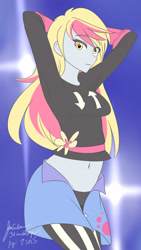 Size: 1280x2277 | Tagged: safe, artist:jonfawkes, derpy hooves, equestria girls, life is a runway, rainbow rocks, 30 minute art challenge, belly button, clothes, denim skirt, midriff, skirt, solo, zipper