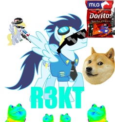 Size: 995x1054 | Tagged: safe, artist:longct18, derpy hooves, soarin', pegasus, pony, doge, doritos, female, locos tacos, mare, mlg, no scope, rekt, swag