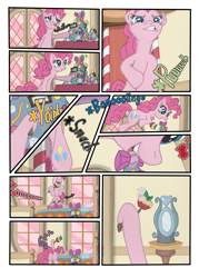 Size: 1745x2321 | Tagged: safe, artist:nayolfa, pinkie pie, earth pony, pony, clean up on smile five, comic, female, mare, pink coat, pink mane