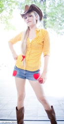 Size: 468x900 | Tagged: source needed, safe, artist:feliciacat, applejack, human, cosplay, irl, irl human, photo, solo