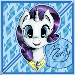 Size: 1024x1024 | Tagged: safe, artist:superjewishgoat, rarity, pony, unicorn, bust, necklace, solo