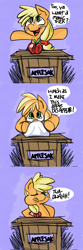 Size: 1000x3000 | Tagged: safe, artist:fauxsquared, applejack, earth pony, pony, apple, comic, magic trick, solo, trixie is magic, tumblr