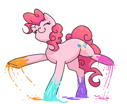 Size: 704x576 | Tagged: safe, artist:idrawweeklypony, pinkie pie, earth pony, pony, hoof painting, messy, paint, paint on fur, solo