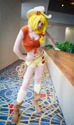 Size: 533x900 | Tagged: source needed, safe, artist:mollyisacatlady, applejack, human, belly button, cosplay, front knot midriff, irl, irl human, midriff, photo, solo