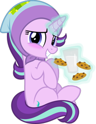 Size: 5562x7144 | Tagged: safe, artist:jhayarr23, starlight glimmer, pony, unicorn, the parent map, absurd resolution, babushka, clothes, cookie, cute, female, food, glimmerbetes, glowing horn, headscarf, magic, mare, milk, milk and cookies, scarf, simple background, solo, telekinesis, transparent background, vector