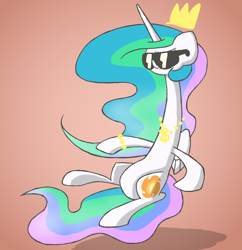 Size: 2900x3000 | Tagged: safe, artist:switchy, princess celestia, alicorn, pony, ask celestia stuff, bling, celestia stuff, jewelry, levitation, long neck, necklace, solo, sunglasses, swag