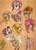 Size: 600x825 | Tagged: safe, artist:arnne, derpibooru import, applejack, fluttershy, mane-iac, pinkie pie, princess celestia, princess luna, rainbow dash, rarity, twilight sparkle, alicorn, earth pony, pegasus, pony, unicorn, alternate hairstyle, blushing, mane six, messy mane, traditional art