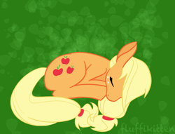 Size: 1393x1063 | Tagged: safe, artist:fluffikitten, applejack, earth pony, pony, female, mare, sleeping, solo