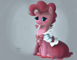 Size: 3448x2698 | Tagged: safe, artist:andersbaker, pinkie pie, earth pony, pony, blushing, clothes, dignified wear, dress, gala dress, heart, solo