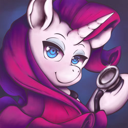 Size: 1280x1280 | Tagged: safe, artist:espeon, rarity, pony, unicorn, ask surgeon rarity, solo, stethoscope, tumblr