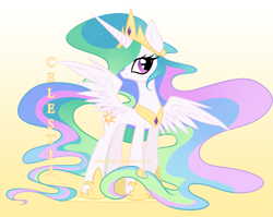 Size: 1685x1343 | Tagged: safe, artist:chibichrysalis, princess celestia, alicorn, pony, looking at you, solo, spread wings