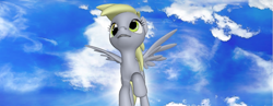 Size: 1398x542 | Tagged: safe, artist:darth-silas, derpy hooves, pegasus, pony, pony creator, 3d, 3d pony creator, cloud, cloudy, female, flying, grin, happy, mare, paint.net, pony creator 3d, ponylumen, sky, smiling, solo, spread wings