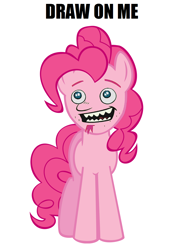 Size: 942x1288 | Tagged: safe, pinkie pie, earth pony, pony, cute, dan, dan vs, draw on me, exploitable meme, meme, solo