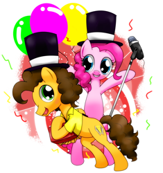 Size: 1200x1275 | Tagged: safe, artist:hoyeechun, cheese sandwich, pinkie pie, earth pony, pony, cheesepie, female, male, shipping, straight